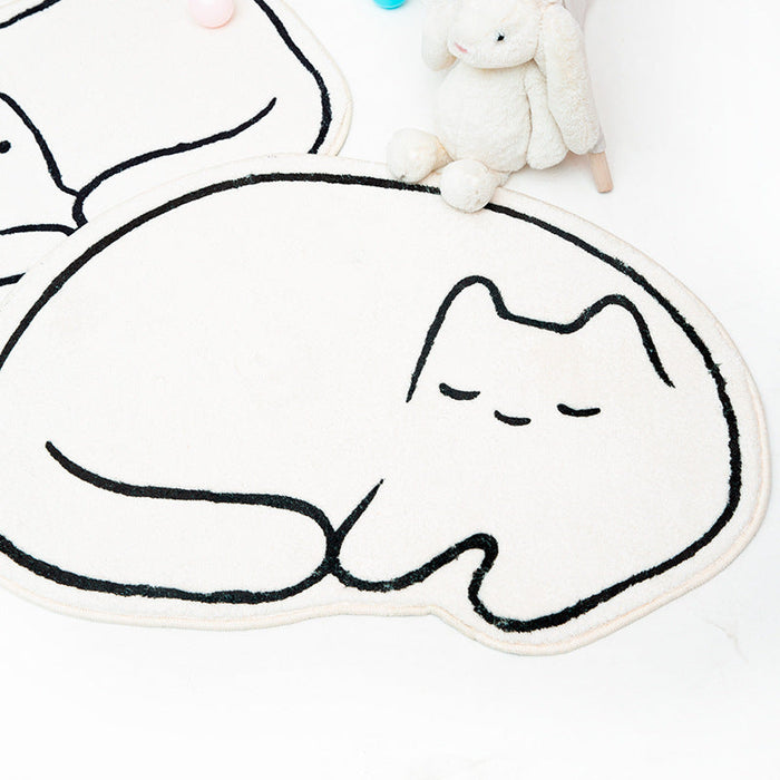 Feblilac Cute White Cat Bath Mat, Animal Bathroom Rug