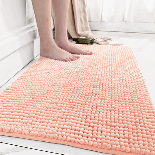 Feblilac Solid Large Particles Plush Chenille Bath Mat