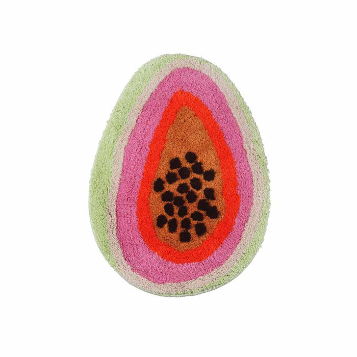 Papaya Bath Mat, Fresh Fruit Soft Plush Water-Absorbent Mat, Machine Washable