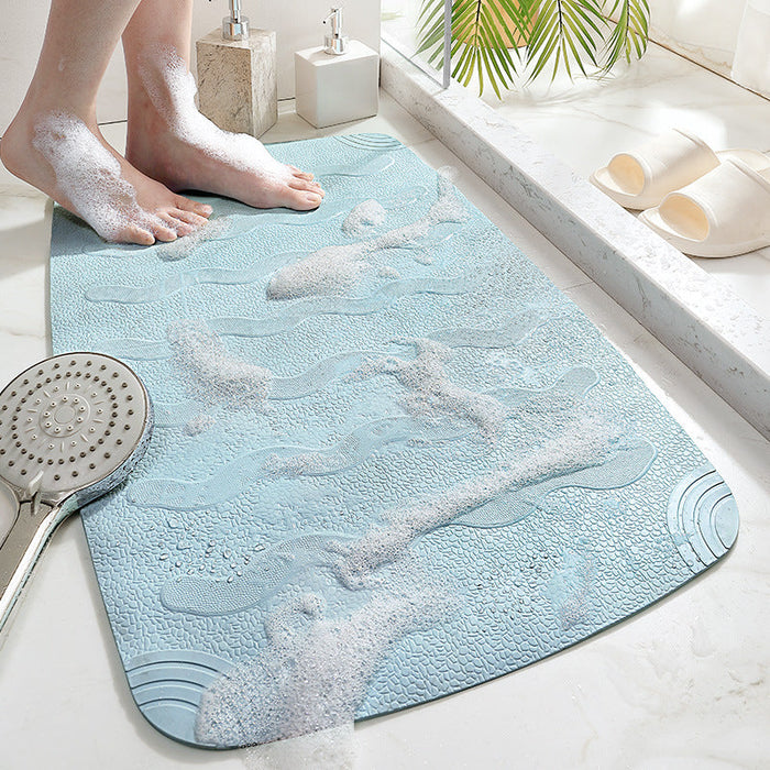 Feblilac Solid Wavy Pattern TPE Anti Slip Bathroom Mathtub Mats