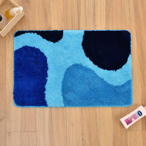 Feblilac Abstract Blue Wave Ocean Tufted Bath Mat