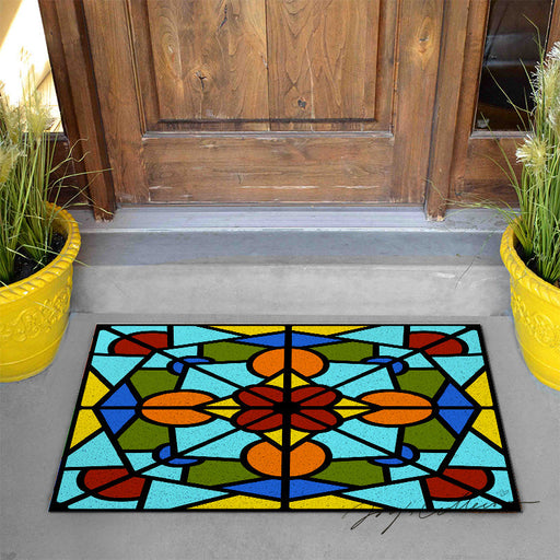 Feblilac Baroco Style Glasses Geometric PVC Coil Door Mat