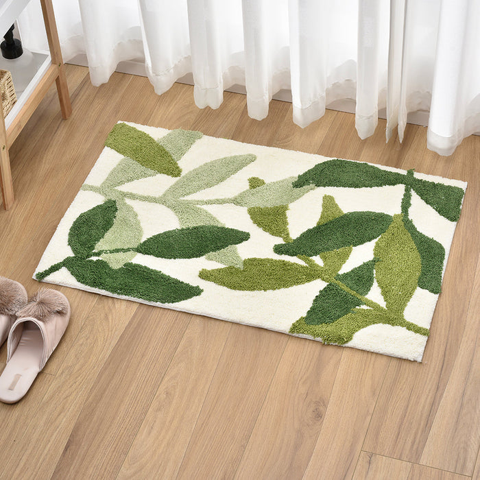 Feblilac Green Leaves Bath Mat Mom‘s Day Gift