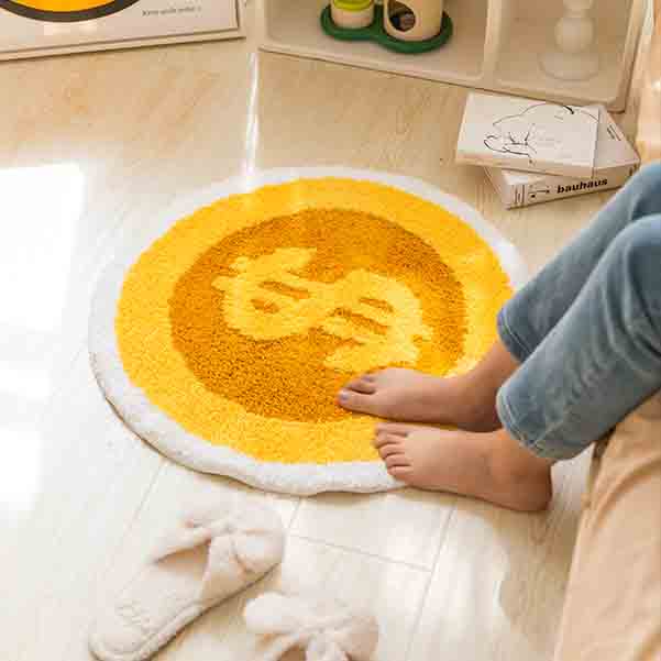 Cartoon Coin Bath Mat, Funny Mat