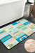 Feblilac Pink and Blue Square Geometric Tufted Bath Mat