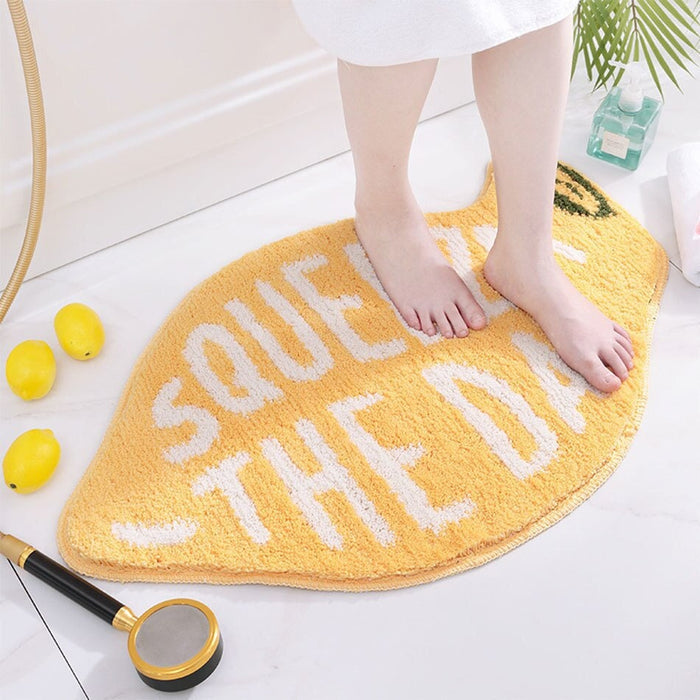 Feblilac Cute Peach Lemon Bath Mat, Bathroom Rug, Door Mat