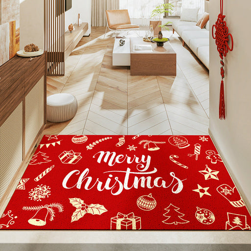 Feblilac Red Merry Christmas PVC Coil Door Mat