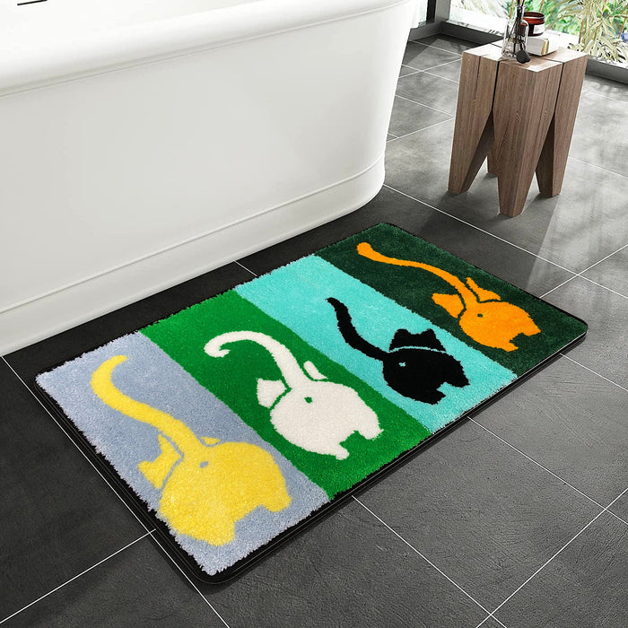 Feblilac Cute Four Color Cats Bathroom Rug Bathmat