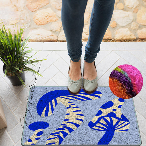 Feblilac Light Blue Mushroom Nylon Door Mat