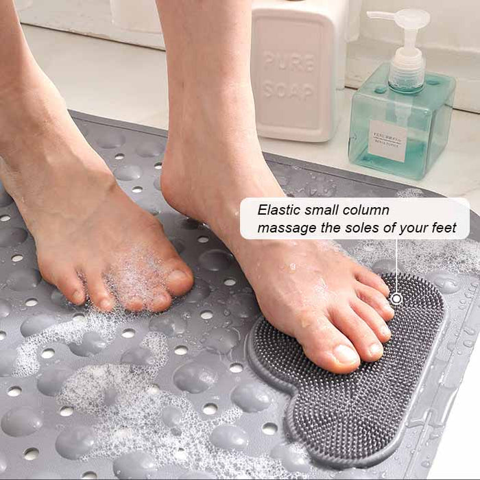 TPE Blue/Grey/Khaki/White Drain Holes and Suction Cups Tub Rug, Anti Slip Massage Bathtub Mats