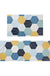 Feblilac Blue and Yellow Honeycomb Shapes Pattern PVC Leather Kitchen Mat Mom‘s Day Gift