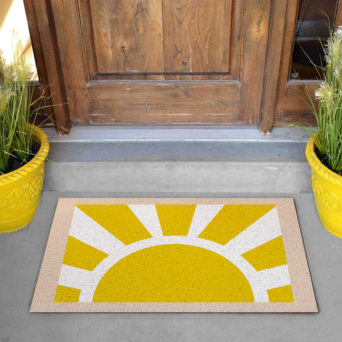 Feblilac Yellow Sun Pink Edge PVC Coil Door Mat