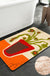 Feblilac Red Vase and Green Plant Tufted Bath Mat