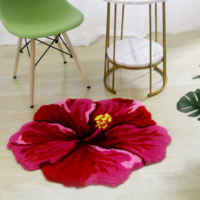 Feblilac Hibiscus Rosa-Sinensis Tufted Bath Mat