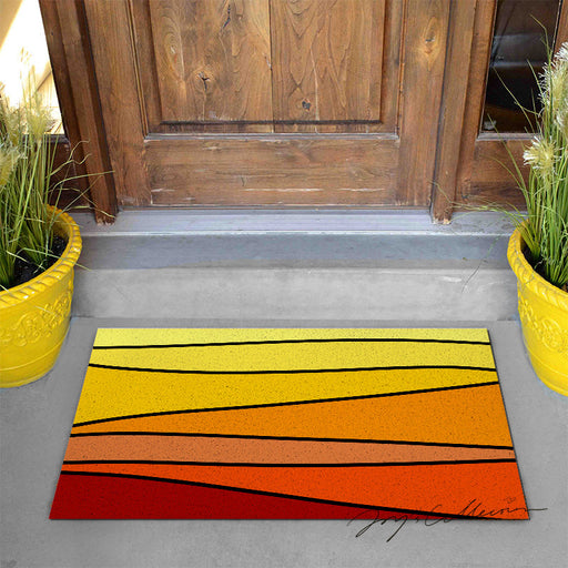 Feblilac Lovely Abstract Sunset Geometric PVC Coil Door Mat