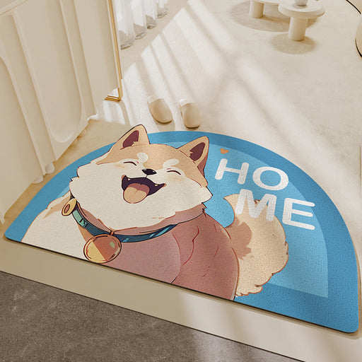 Feblilac Cute Shiba Inu With Bell PVC Coil Door Mat