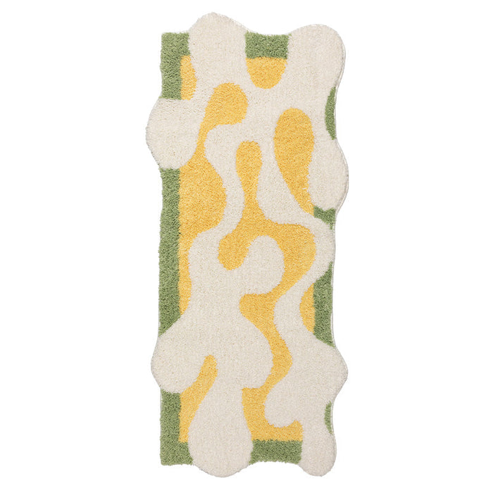 Feblilac Abstract Cheese Yellow and Green Bedroom Runner