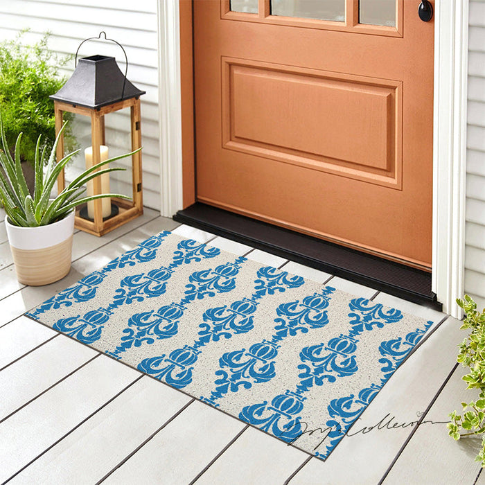 Feblilac Baroque Flower Pot PVC Coil Door Mat