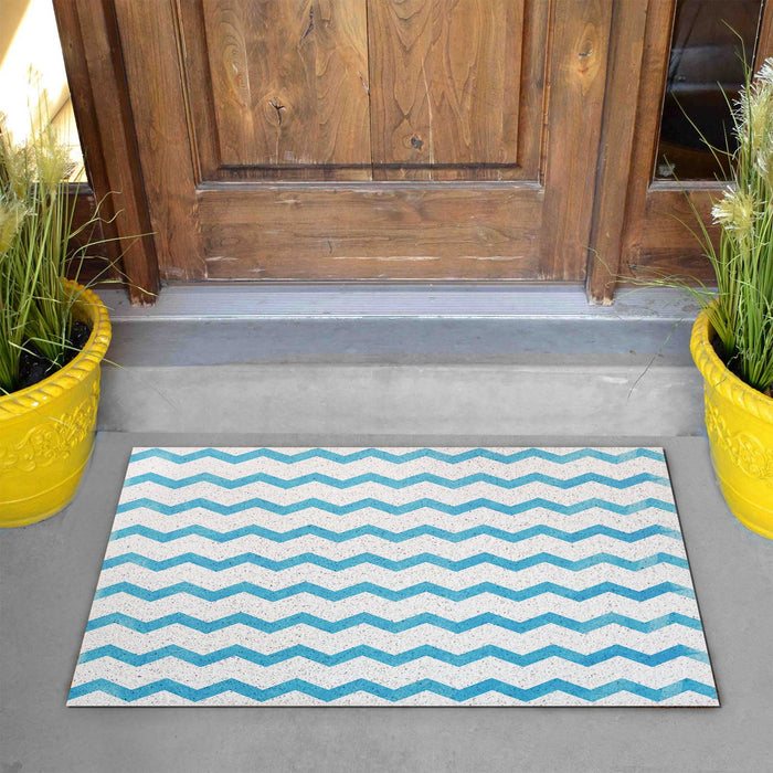 Feblilac Blue Gradient Watercolor Pattern PVC Coil Door Mat