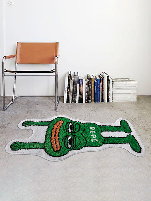 Green Frog Bath Mat Bedroom Rug, Funny Cartoon Animal Soft Plush Water-Absorbent Mat, Machine Washable