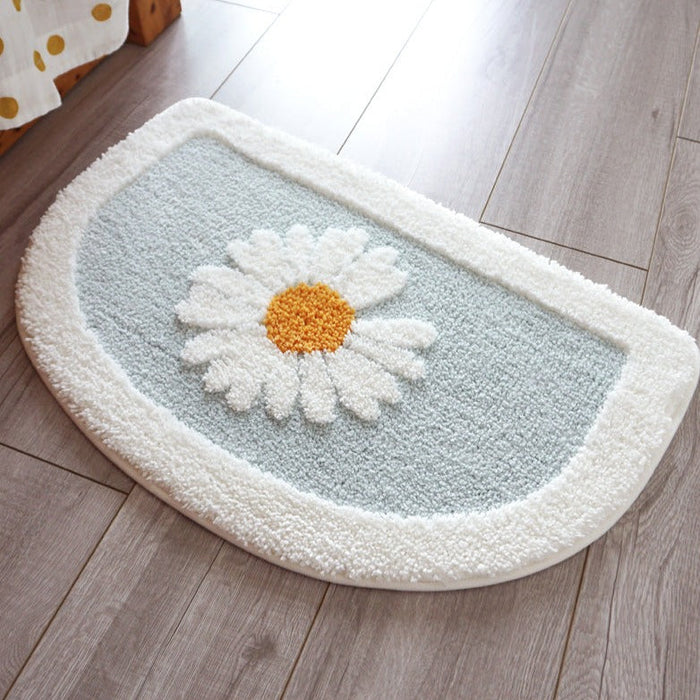 Semicircle Daisy Bathroom Mat