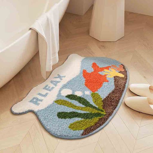 Feblilac Cute Coral Fish Tank Bath Mat, Aquarium-Inspired Bathroom Rug