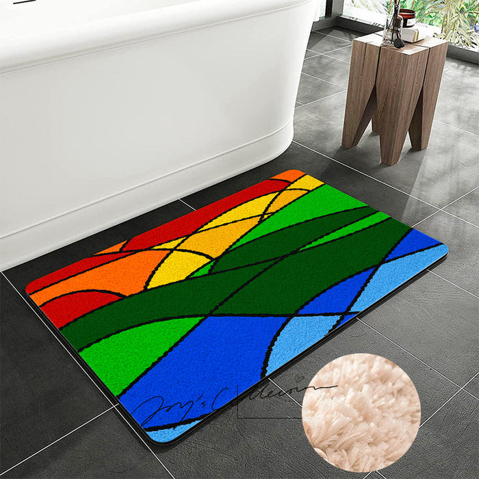 Feblilac Colorful Abstract Mountain Geometric Tufted Bath Mat