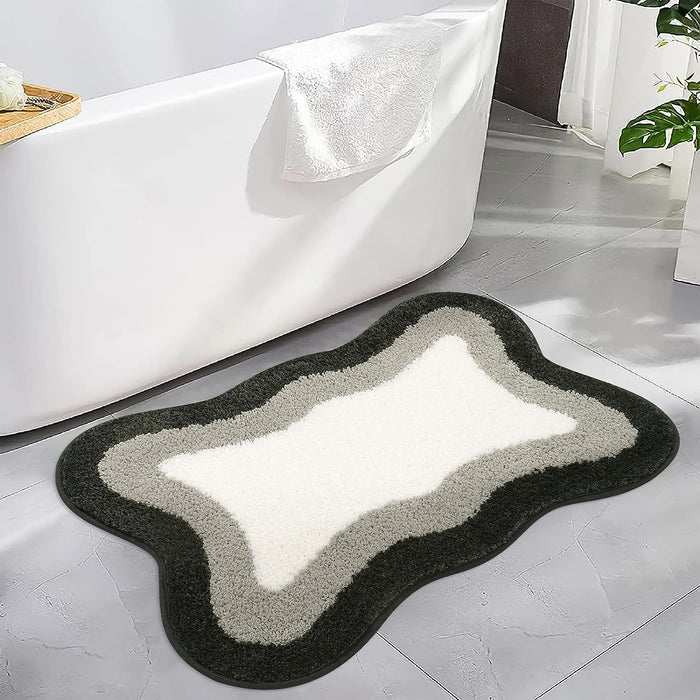 Black Gradient Bath Mats, Rug for Bathroom, Cute Non-Slip Irregular Shape Carpet for Shower Room