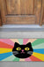 Feblilac Black Cat Colorful Stripes Background PVC Coil Door Mat