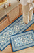 Feblilac European Classical Geometry Blue Pattern PVC Leather Kitchen Mat