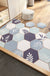 Feblilac Irregular Geometric Hexagon Blue Leaves PVC Leather Door Mat