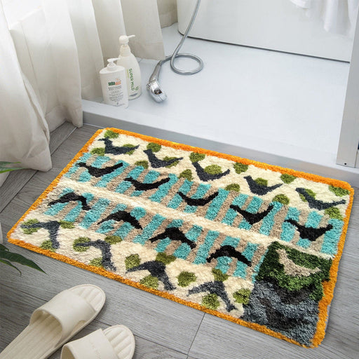 Feblilac Bird Reflections Tufted Bath Mat by Liz Gamberg Studio from US