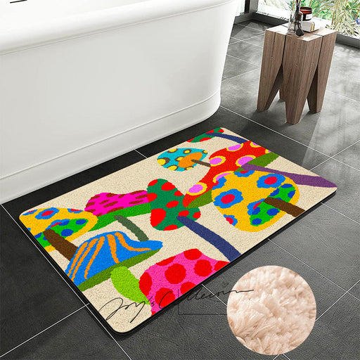 Feblilac Color Mushroom Tufted Bath Mat