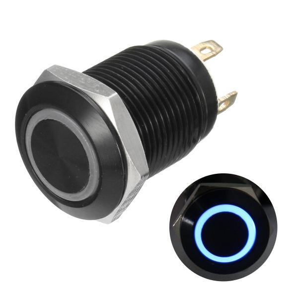 12v 4 Pin 12mm Led Light Metal Push Button Momentary Switch Waterproof Black