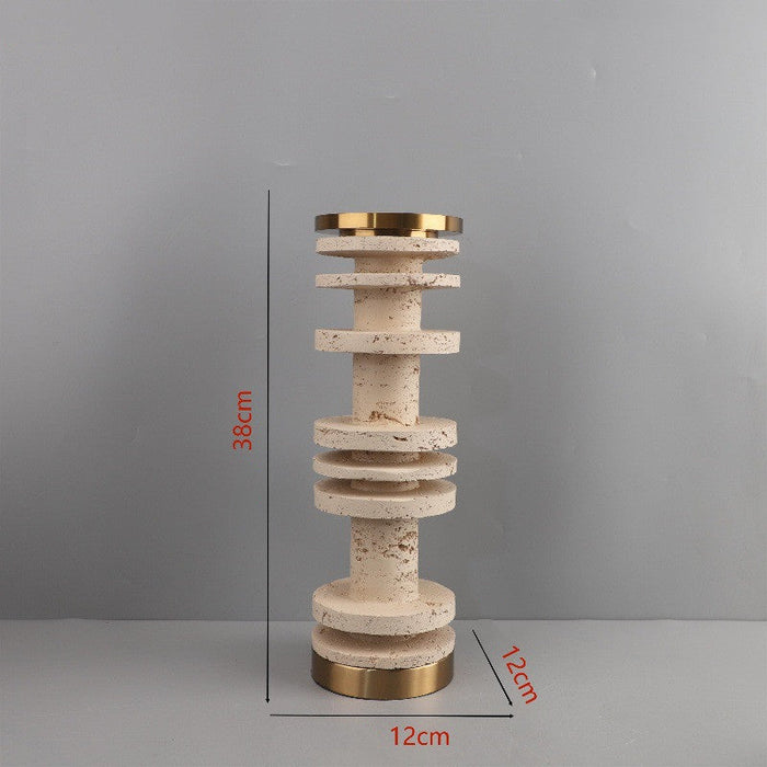 Creative Resin Cave Stone Metal Bamboo Candlestick Ornaments