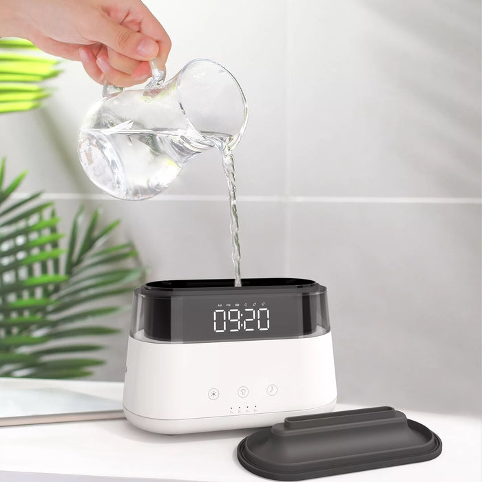 2023 Elegant Alarm Clock Oil Diffuser Innovative Simulation Flame Humidifier With Timer Function Flame Night Light