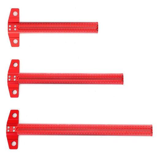 Drillpro 300/400/500/600mm Woodworking Line Scriber T-type Ruler 1mm Hole Crossed Ruler Aluminum Alloy Marking Gauge