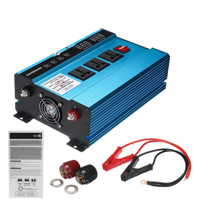 10000W Peak 4 USB Ports Digital Solar Power Inverter Vehicle Converter DC12V/24V/48V to AC220V