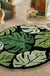 Feblilac Round Tropical Green Leaves Tufted Bath Mat, Monstera Leaf Area Rug