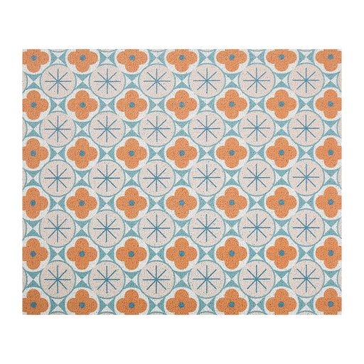 Light Blue and Orange Flower Door Mat