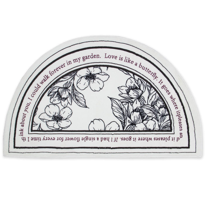 Semicircle Black and White flower Garden Bath Mat