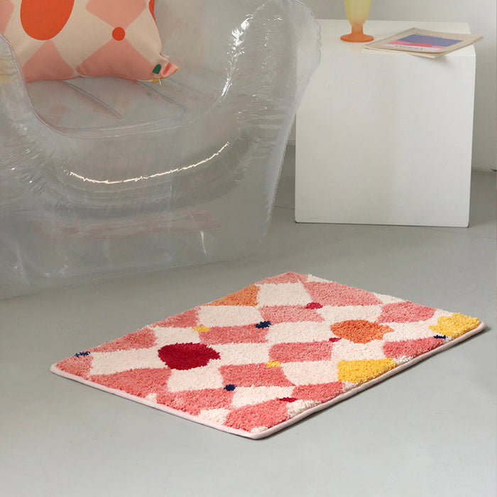 Lovely Pink Checkerboard Bath Mat