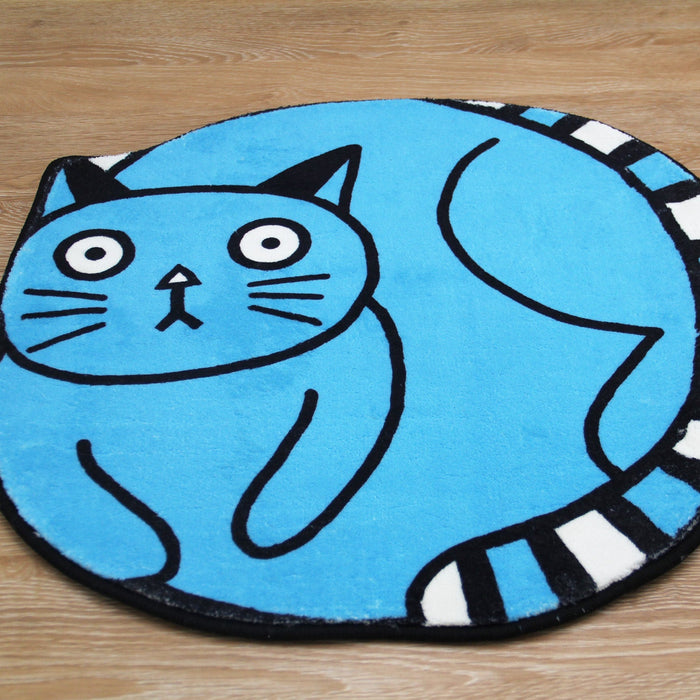 Blue Silly Cat Bath Mat