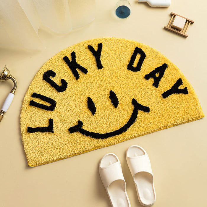 Semicircular Lucky Day Smile Bath Mat