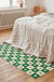 Green and Cream Checked Dot Bedroom Runner