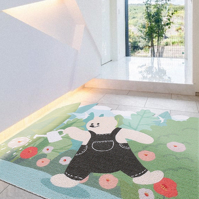 Cartoon Bear Water Flower Door Mat