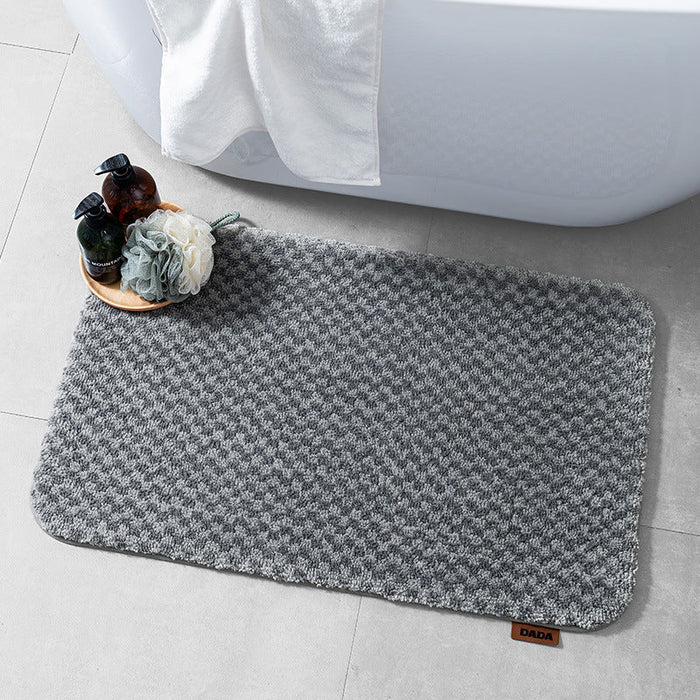 Feblilac 3D effected Checkerboard Tufted Bath Mat