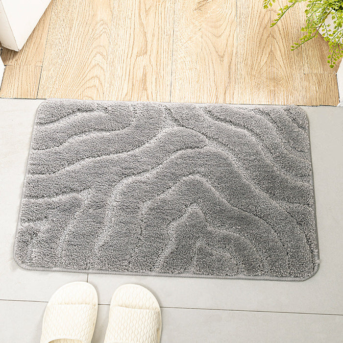 Feblilac Solid Geometric Pattern Tufted Bath Mat