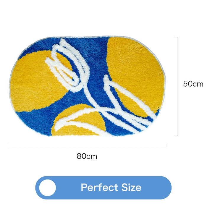 Feblilac Blue and Yellow Tulips Tufted Bath Mat