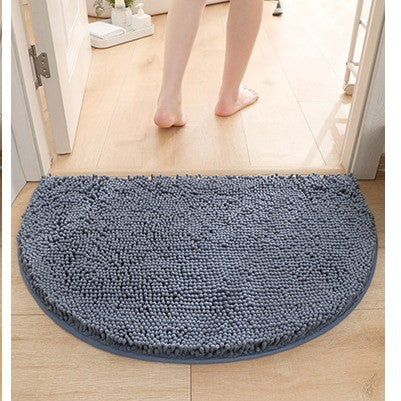 Feblilac Semi-Circular Solid Chenille Non-Slip Microfiber Shag Bathroom Rug Mat